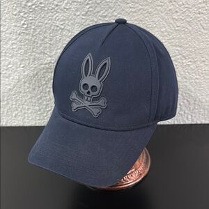 Psycho Bunny Navy Baseball Cap with Rubber Skull- Bunny Patch